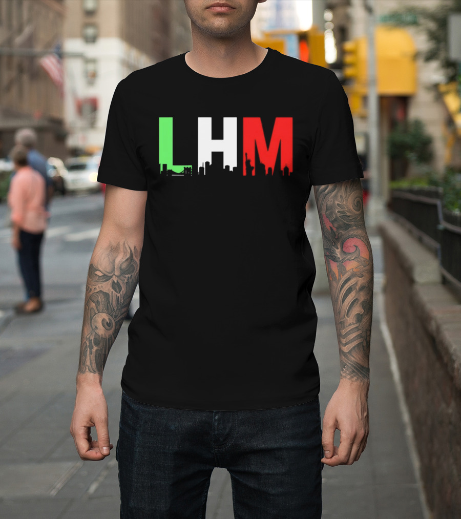 Stream Yvng Mobster LHM NYC Skyline Green White Red Drip Letters T-Shirt