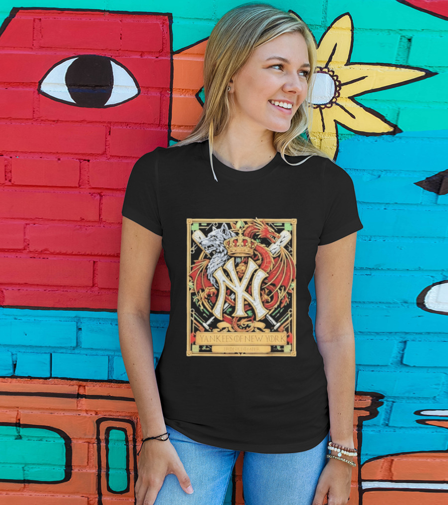 Yankees Of New York Bronx Bomber MLB Baseball Wolf Dragon Crown NY Crest T-Shirt
