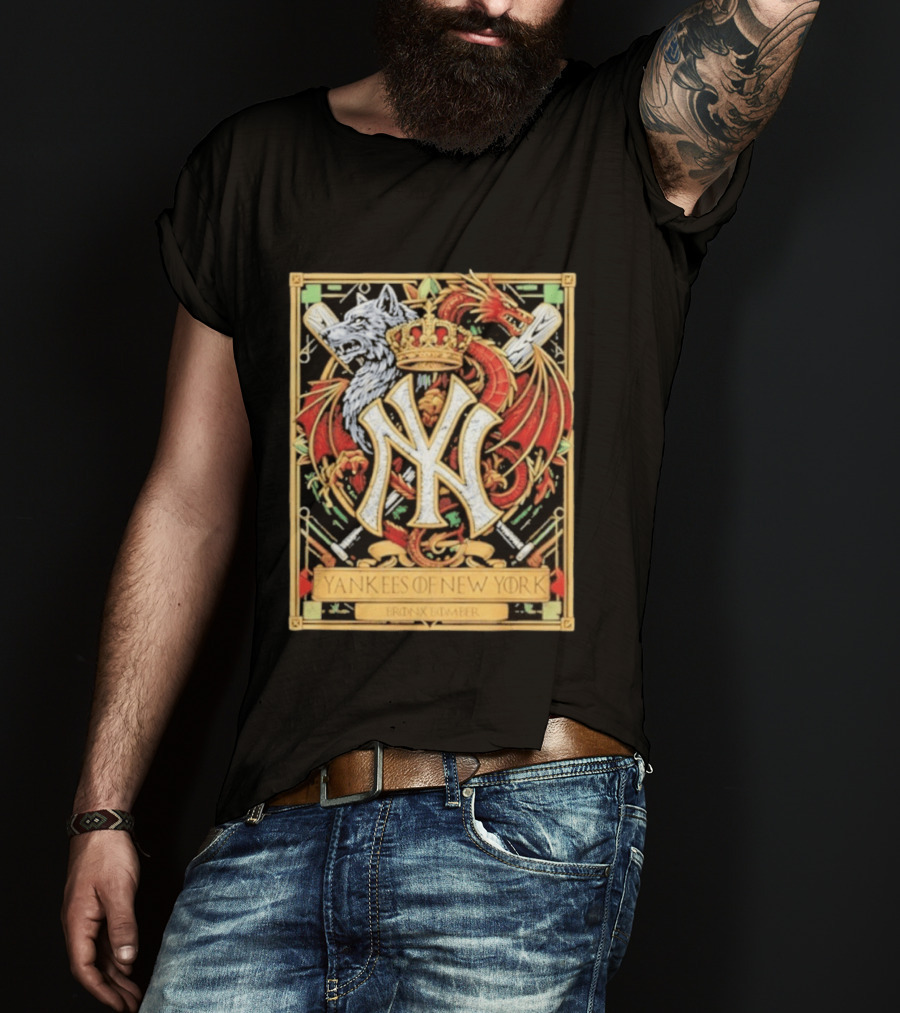 Yankees Of New York Bronx Bomber MLB Baseball Wolf Dragon Crown NY Crest T-Shirt