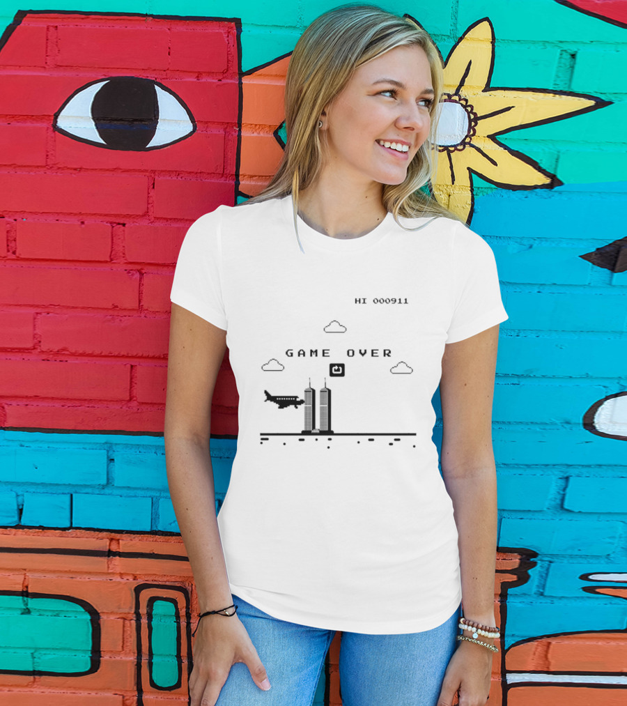 Game Over Hi 000911 Pixel 911 Twin Towers T-Shirt