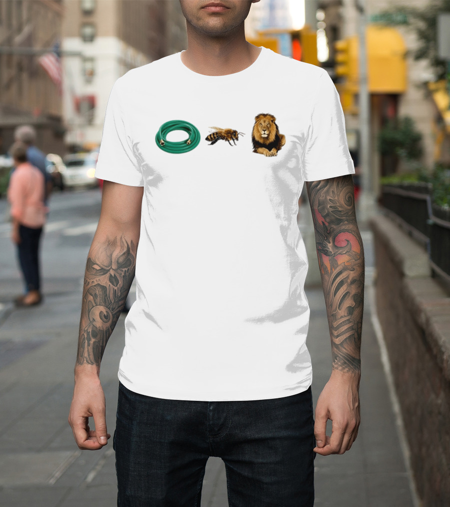 Hose Bee Lion Rebus Wordplay Pun Gardening Humor T-Shirt