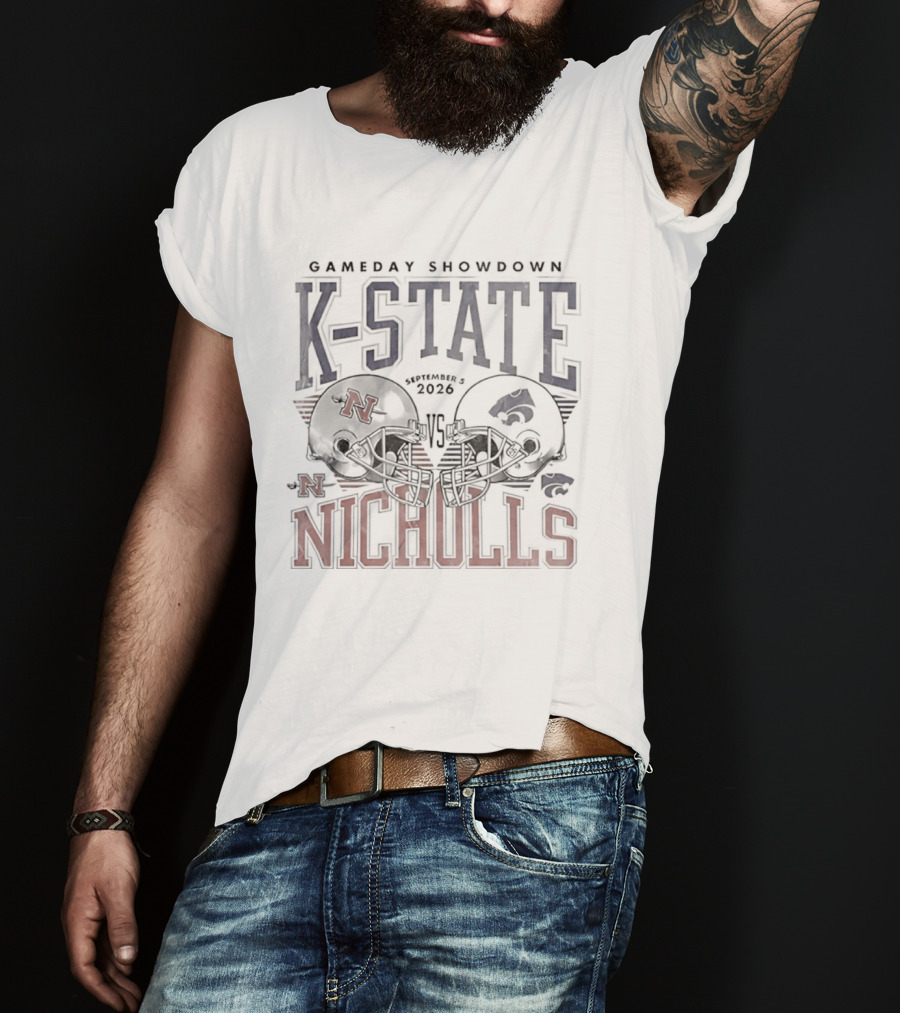 K State Gameday Showdown 2026 Vs Nicholls Helmets T-Shirt