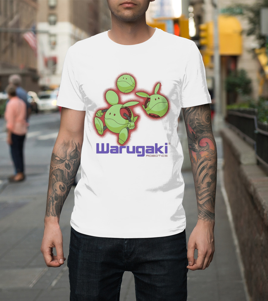 Warugaki Robotics Green Robot Trio Cartoon T-Shirt