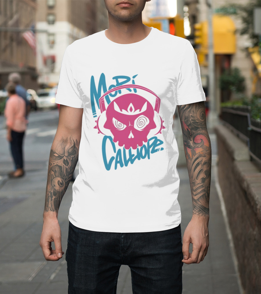 Mori Calliope Pink Skull With Headphones T-Shirt