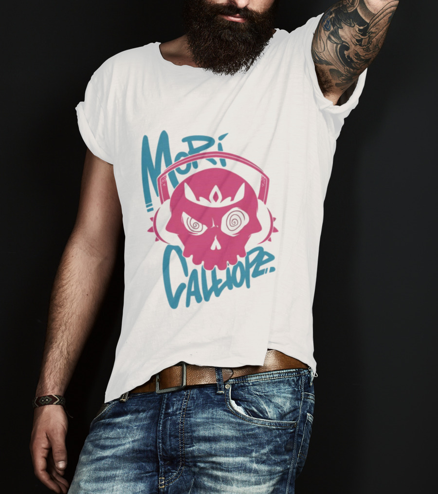 Mori Calliope Pink Skull With Headphones T-Shirt