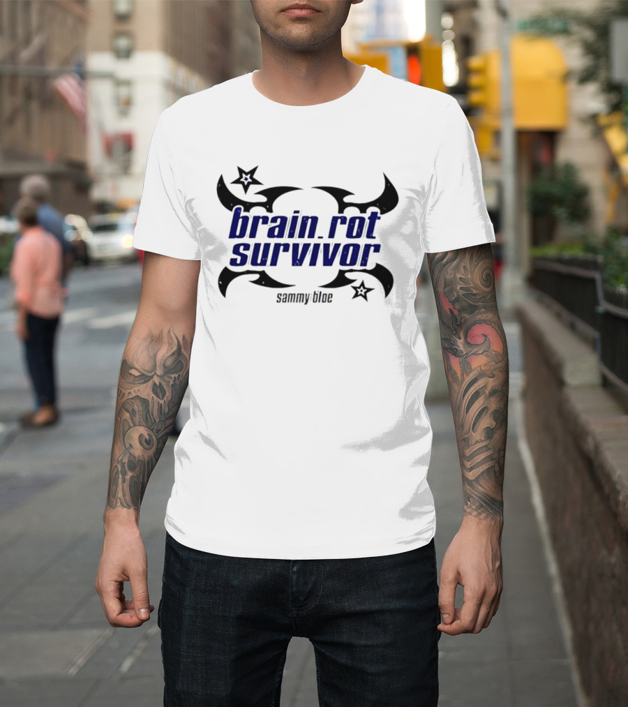 Brainrot Survivor Sammy Blue Stars Tribal T-Shirt