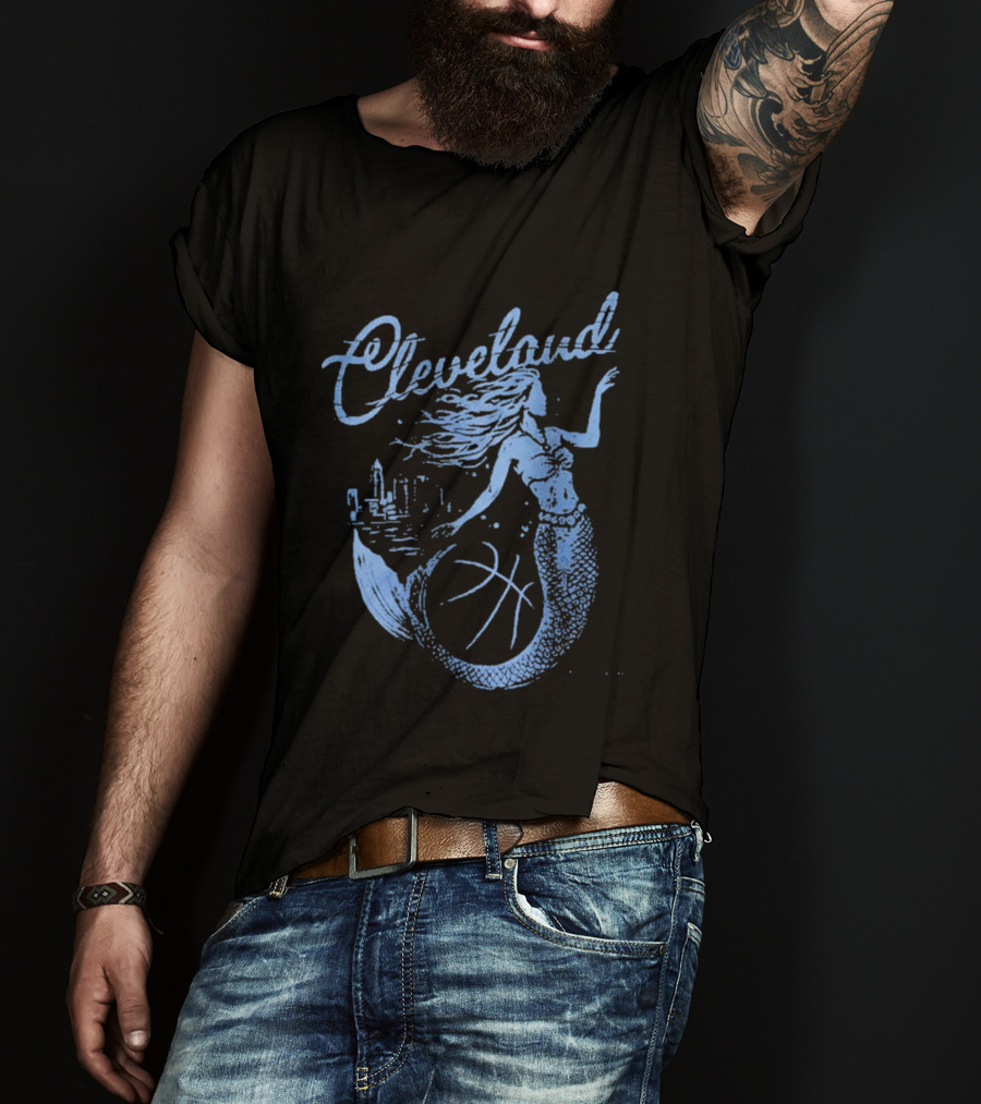 Cleveland Mermaid Cityscape Basketball T-Shirt
