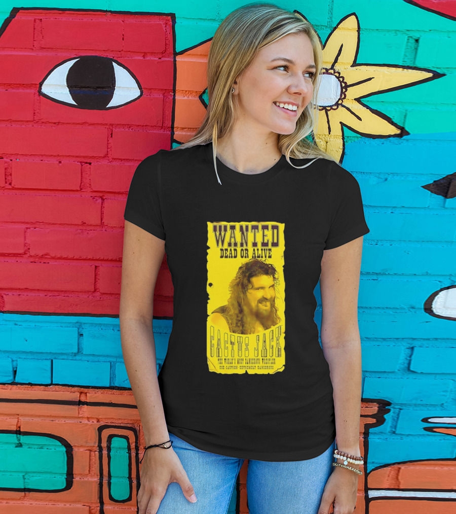 Jamie Hayter Iconic Cactus Jack Wanted Dead Or Alive Yellow T-Shirt