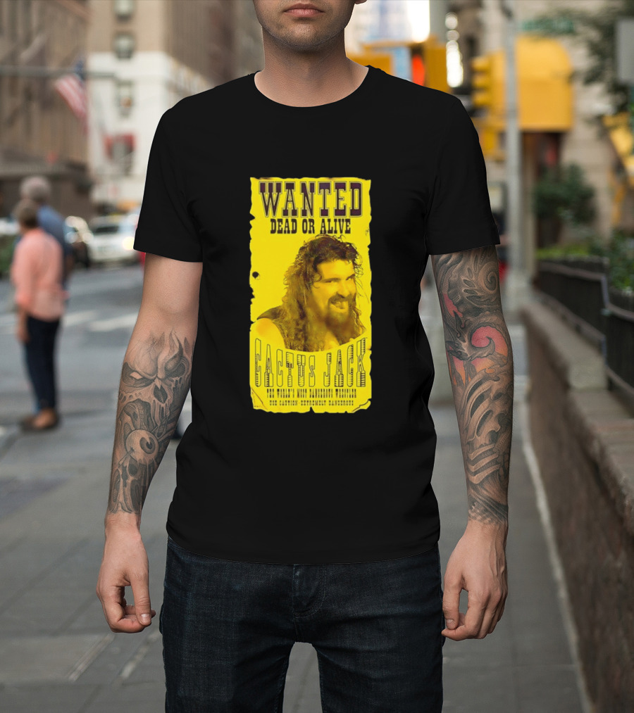Jamie Hayter Iconic Cactus Jack Wanted Dead Or Alive Yellow T-Shirt
