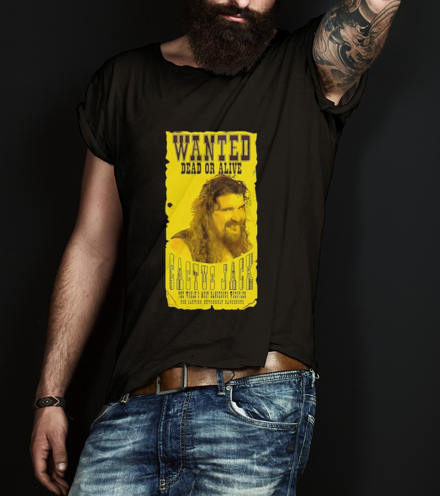 Jamie Hayter Iconic Cactus Jack Wanted Dead Or Alive Yellow T-Shirt