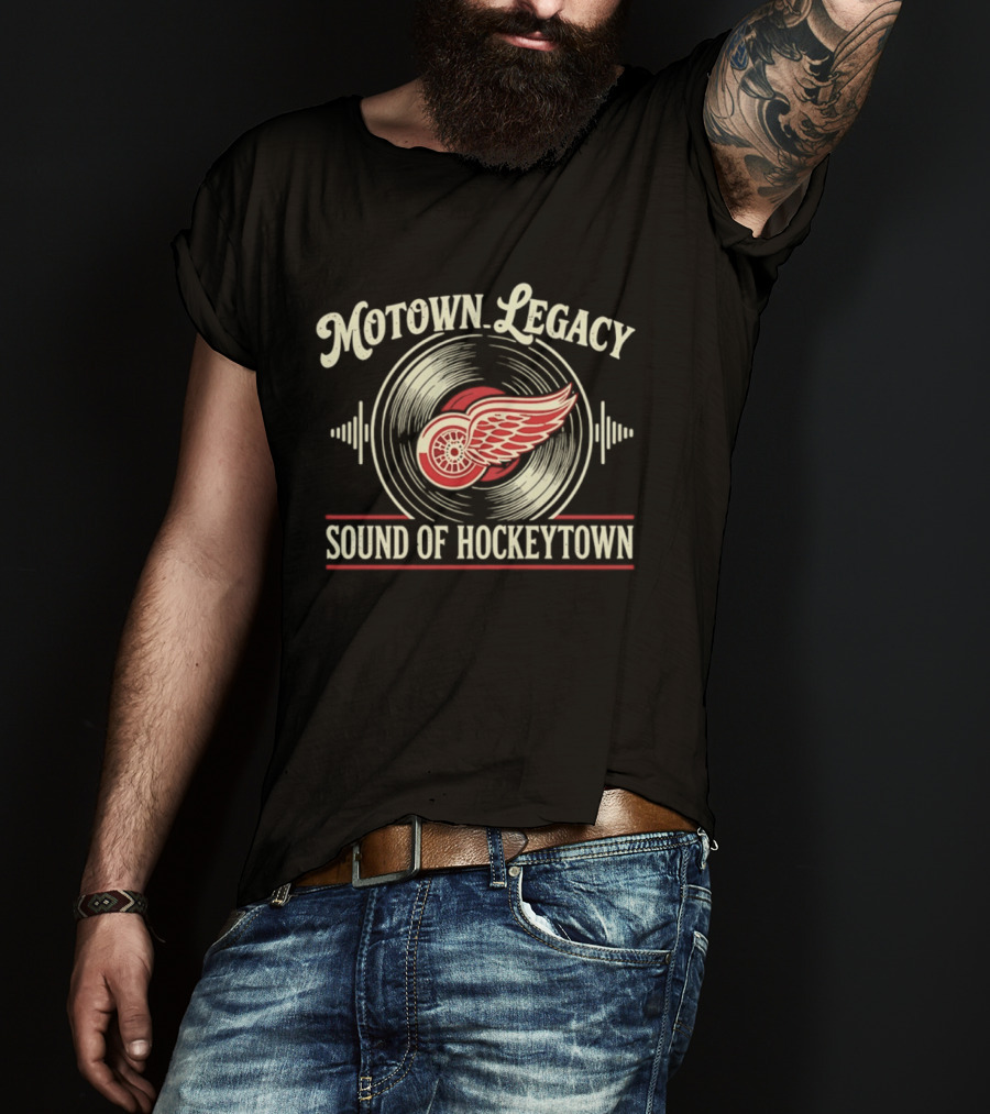 Motown Legacy Sound Of Hockeytown Detroit Red Wings Winged Wheel T-Shirt