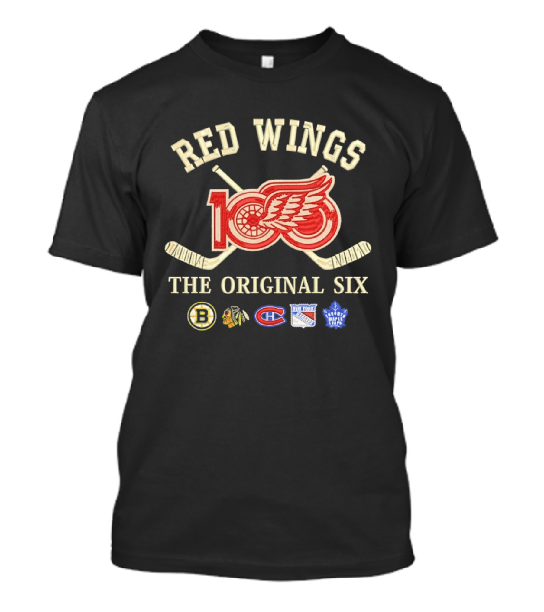 Red Wings 100 Anniversary The Original Six NHL Hockey Teams T-Shirt