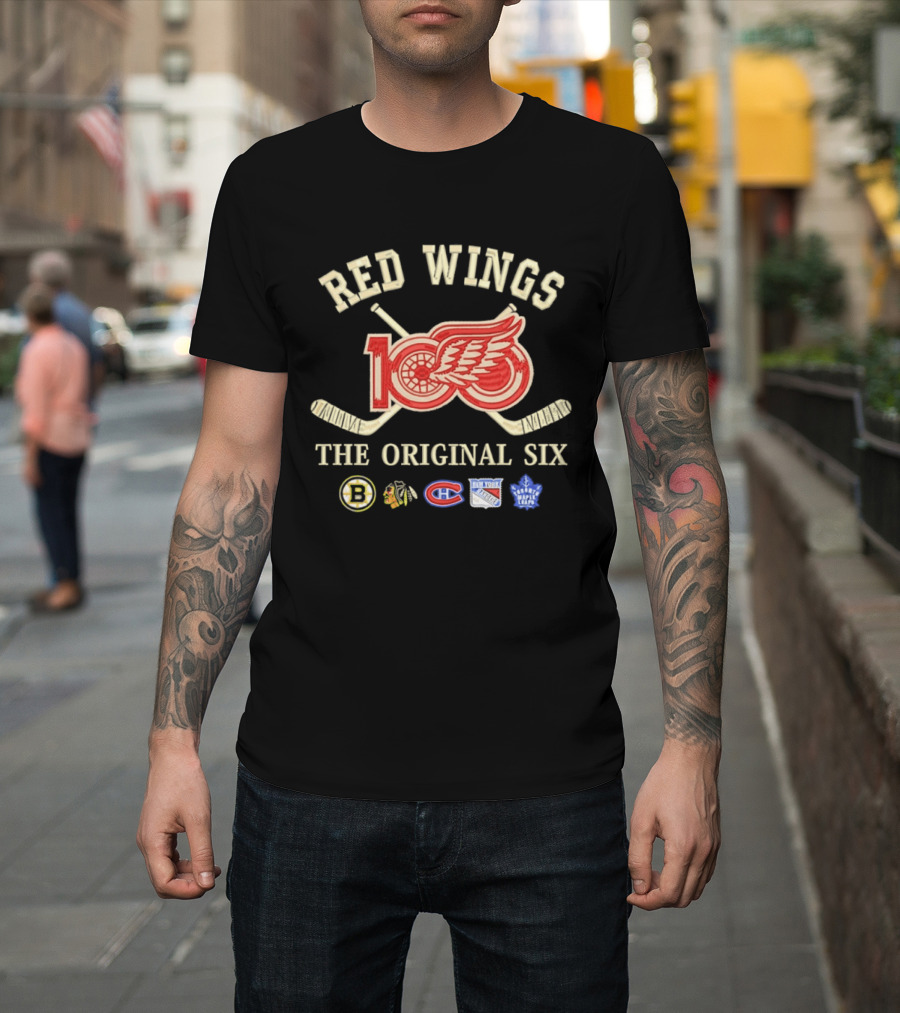 Red Wings 100 Anniversary The Original Six NHL Hockey Teams T-Shirt