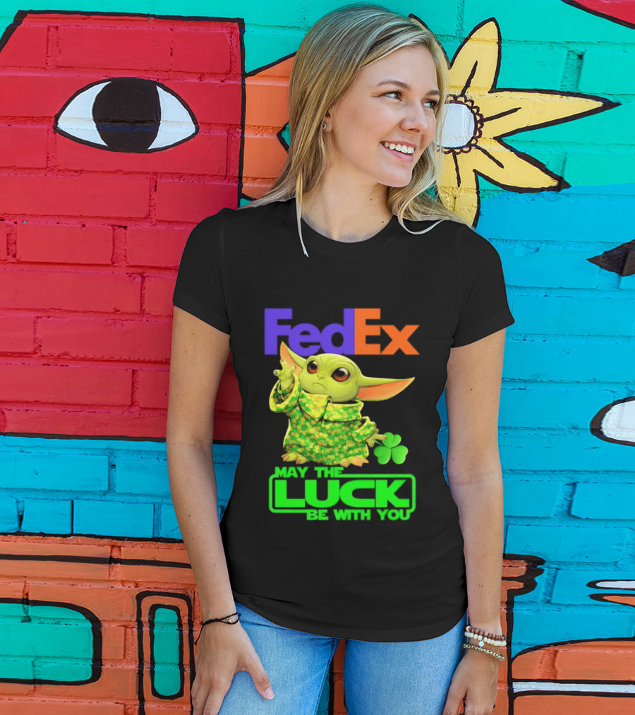 FedEx Baby Yoda May The Luck Be With You Clover T-Shirt