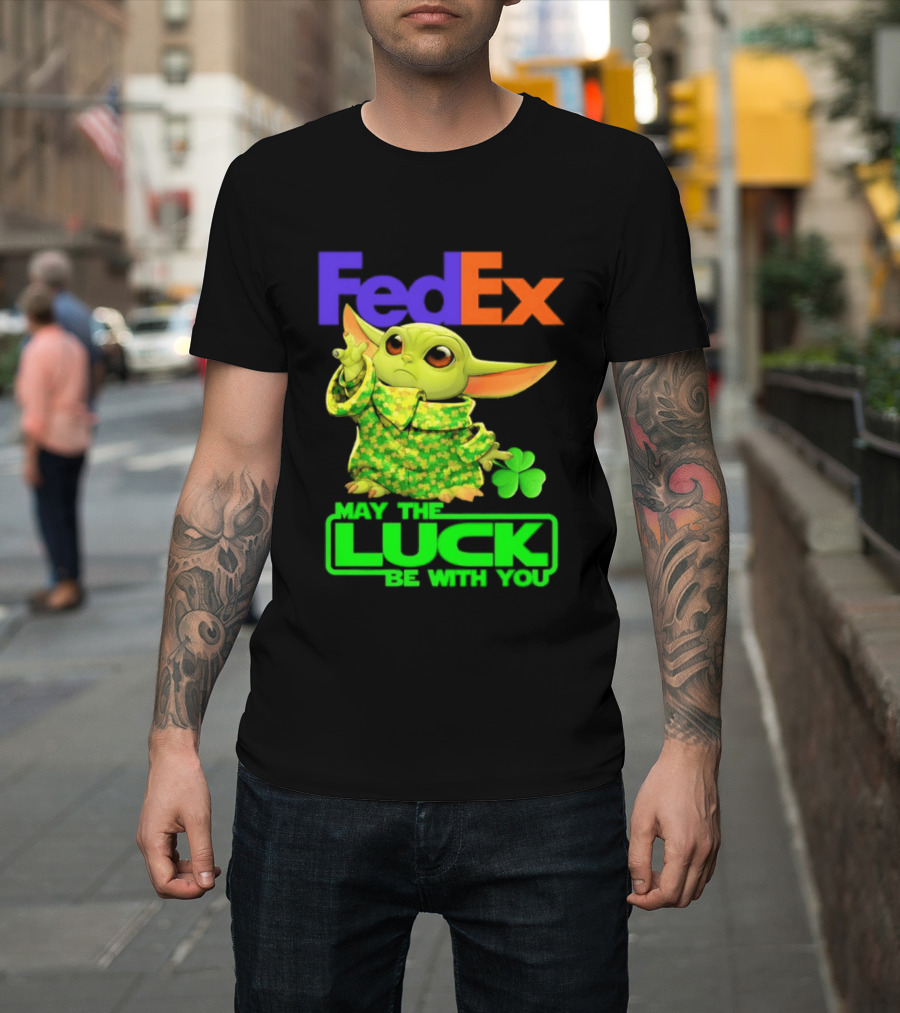 FedEx Baby Yoda May The Luck Be With You Clover T-Shirt