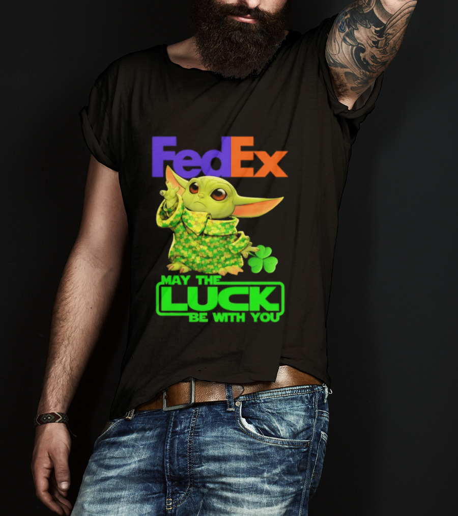 FedEx Baby Yoda May The Luck Be With You Clover T-Shirt