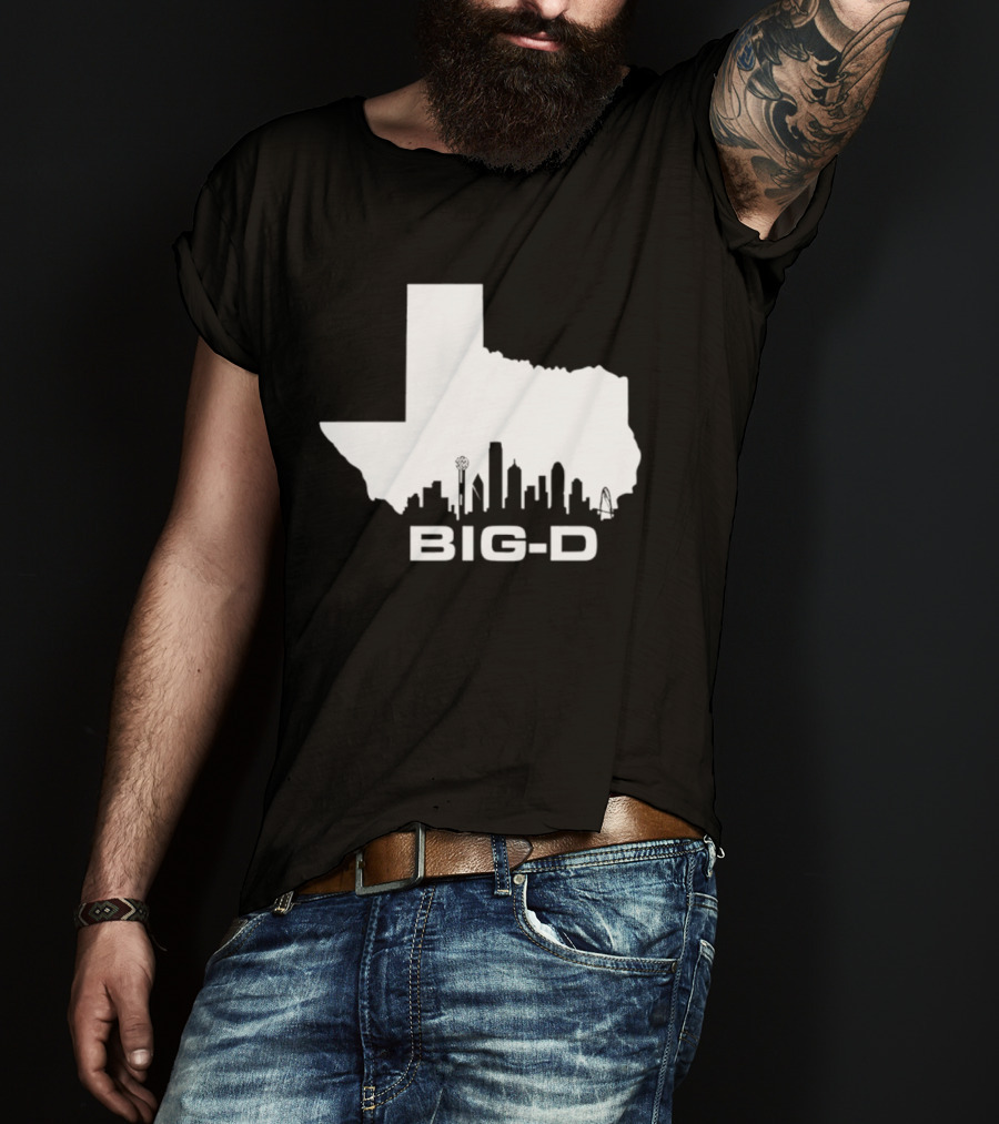 Big D Texas Outline Dallas City Skyline Map T-Shirt