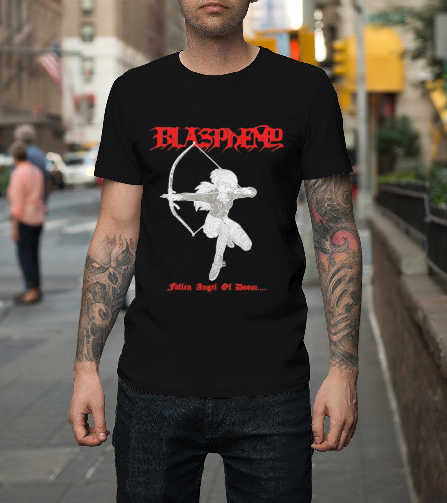 Blasphemy Fallen Angel Of Doom Black Metal Anime Archer T-Shirt