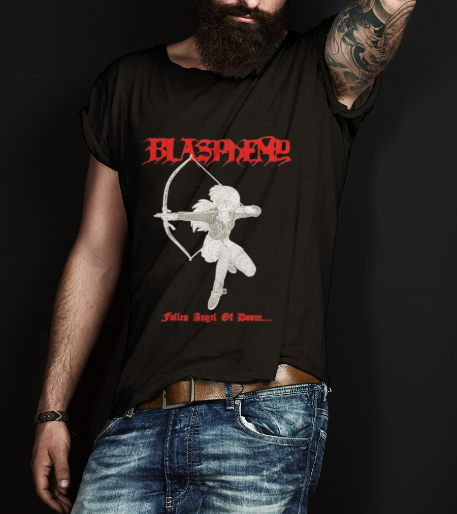 Blasphemy Fallen Angel Of Doom Black Metal Anime Archer T-Shirt
