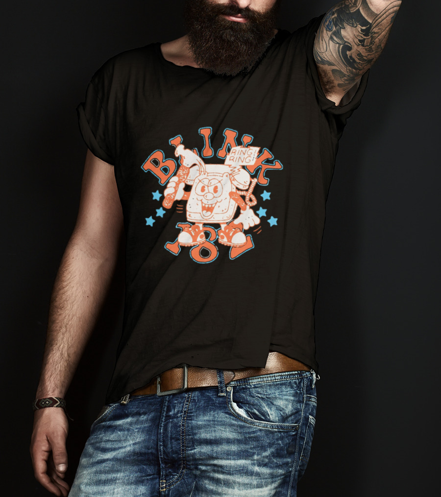 Blink 182 Ring Ring Cartoon Telephone Character With Stars T-Shirt