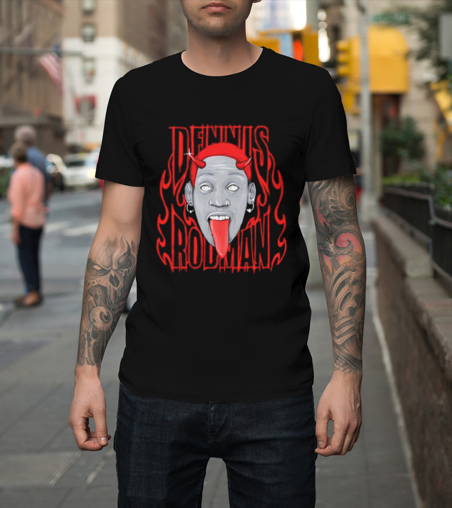 Dennis Rodman Devil Chicago Bulls NBA Head T-Shirt