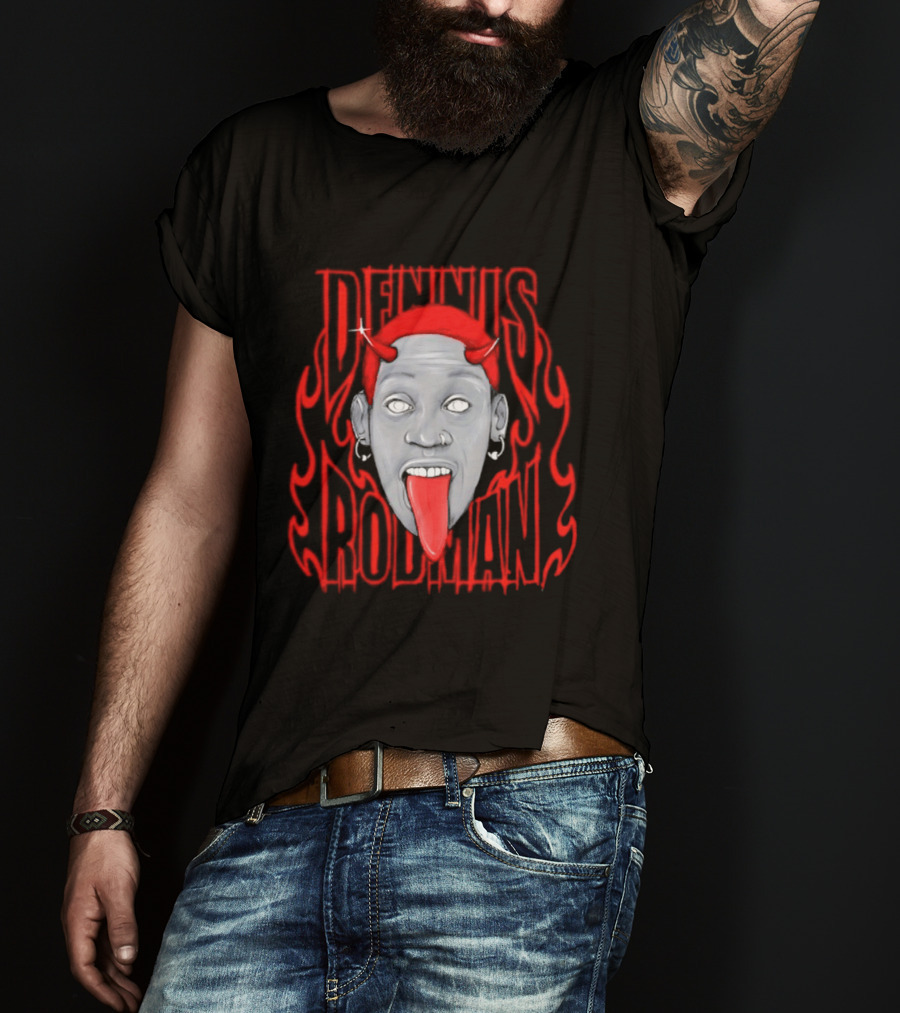 Dennis Rodman Devil Chicago Bulls NBA Head T-Shirt