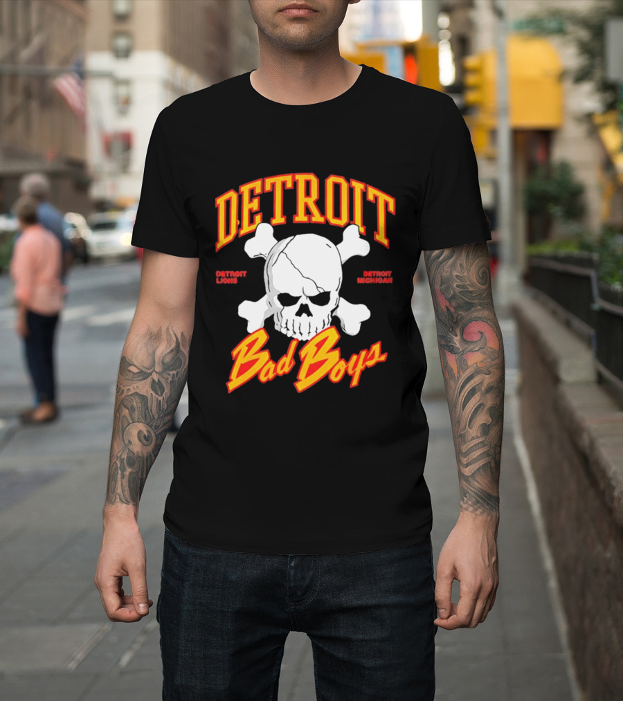 Detroit Lions Bad Boys Skull Detroit Michigan T-Shirt