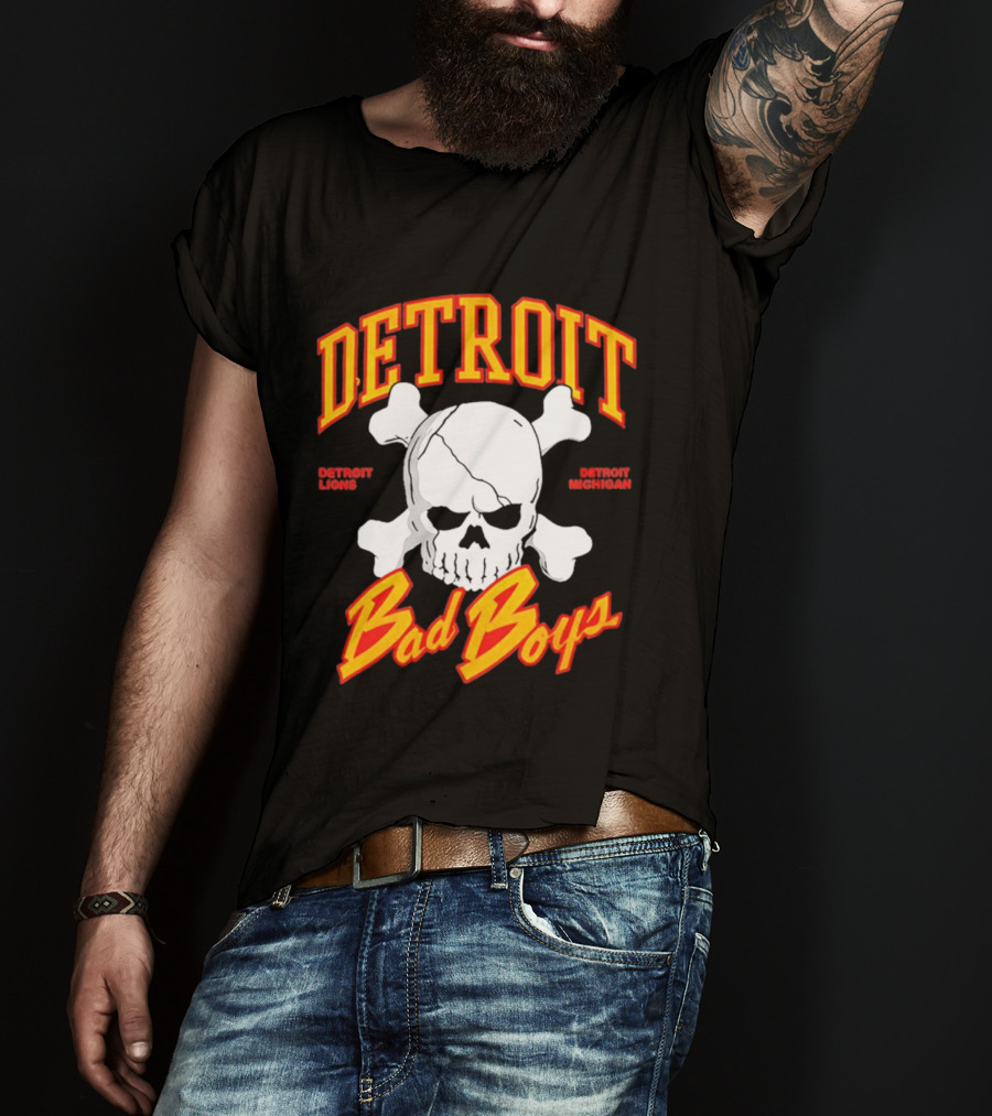 Detroit Lions Bad Boys Skull Detroit Michigan T-Shirt