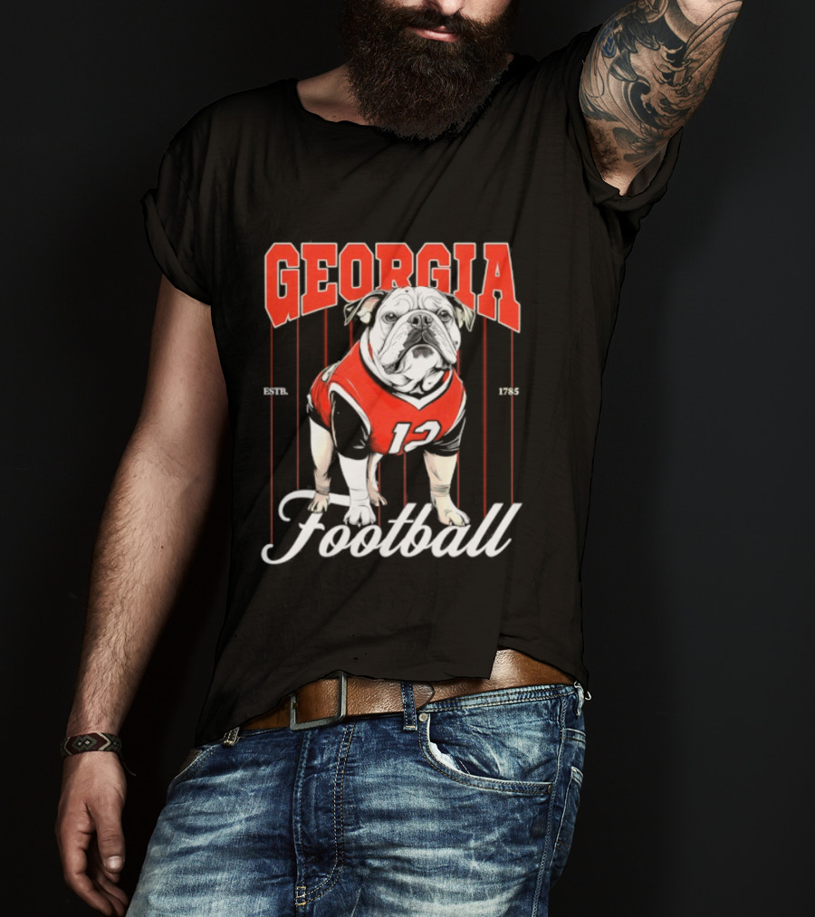 Georgia Bulldogs Football 1785 Bulldog Mascot Red Jersey T-Shirt