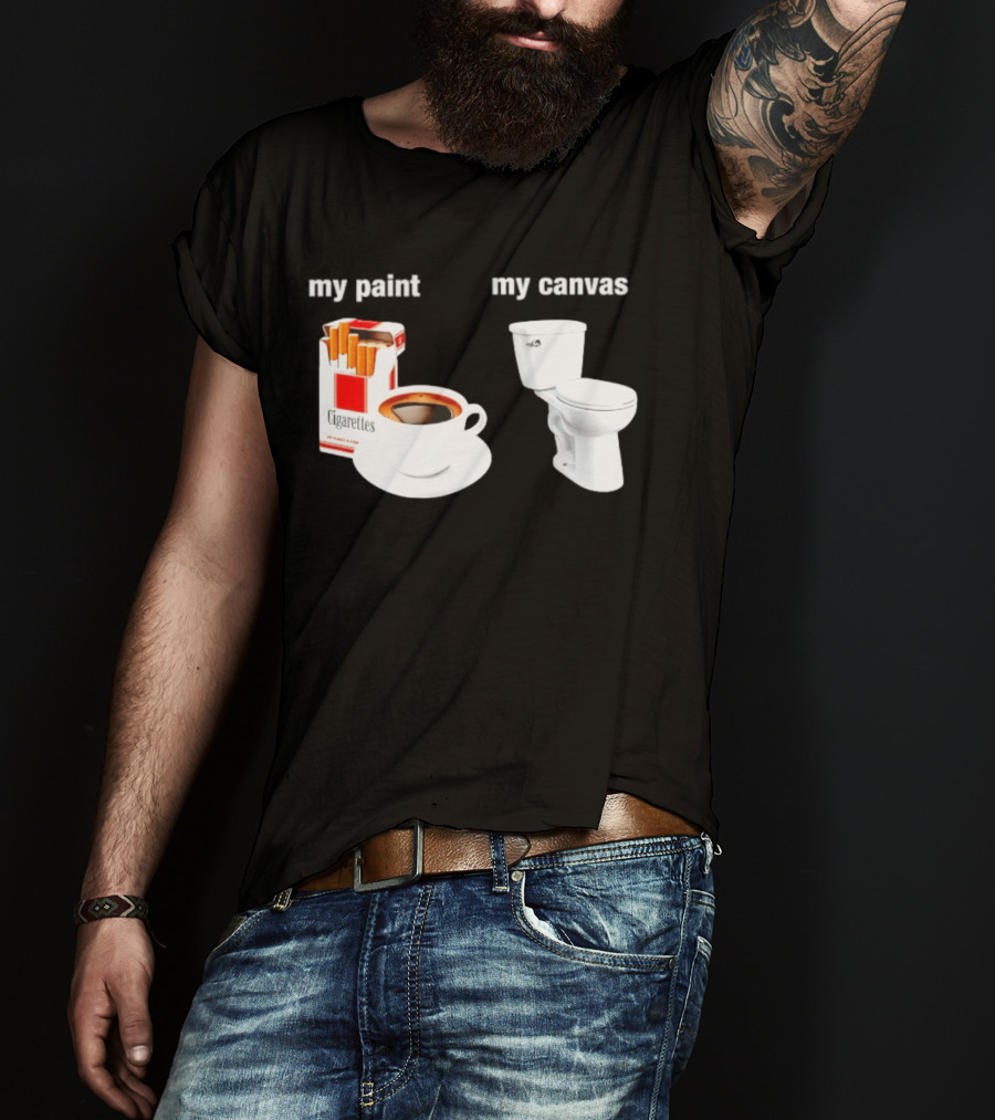 Cigarettes Coffee Toilet Funny Morning Routine T-Shirt