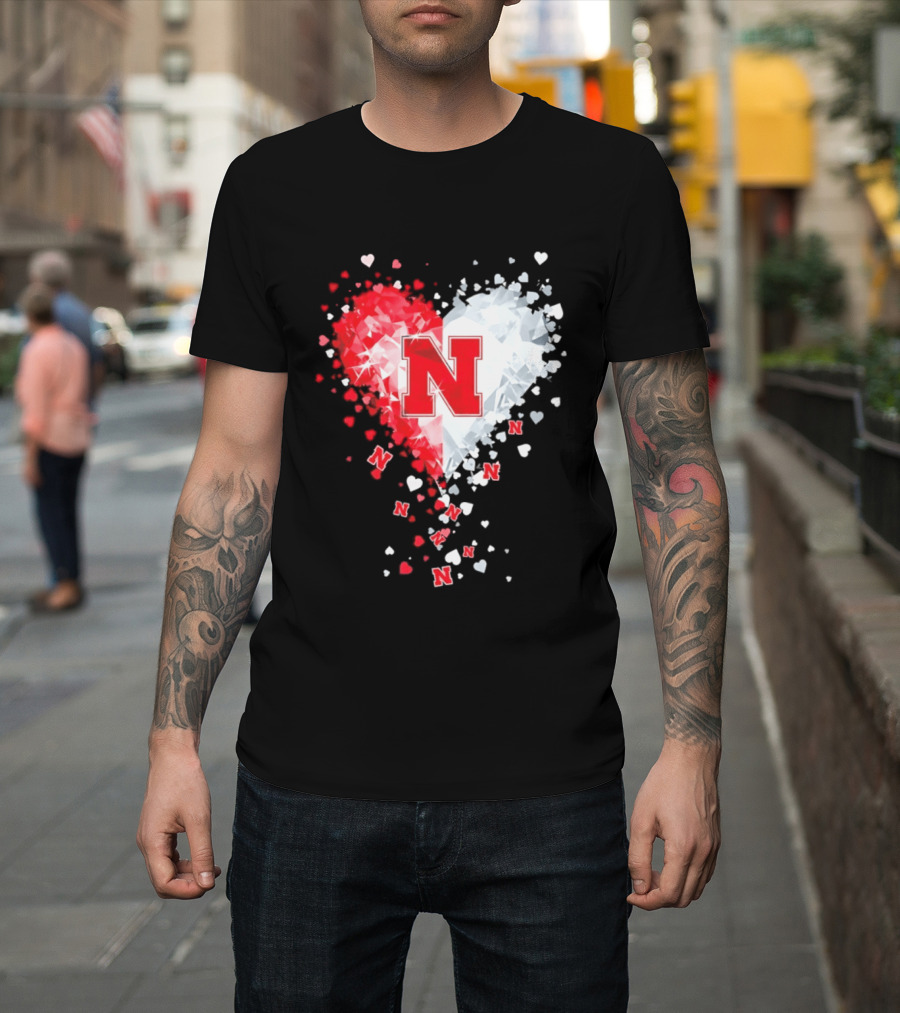 Nebraska Cornhuskers Heart Diamond Red N 2026 NCAA T-Shirt