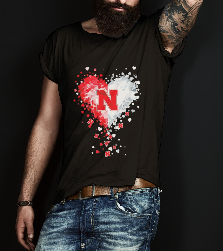 Nebraska Cornhuskers Heart Diamond Red N 2026 NCAA T-Shirt
