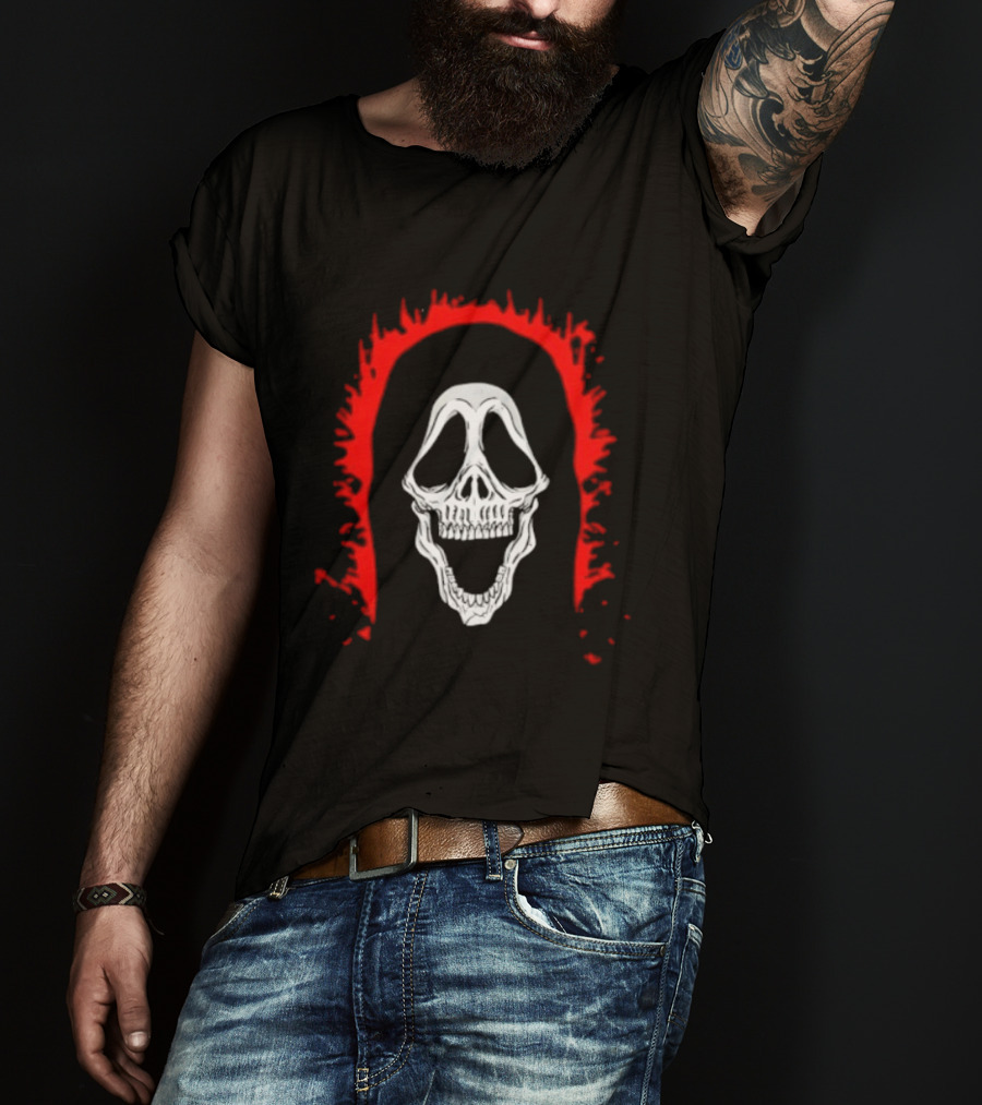 Scream Ghostface Skull Horror Halloween Blood Dripping Mask T-Shirt