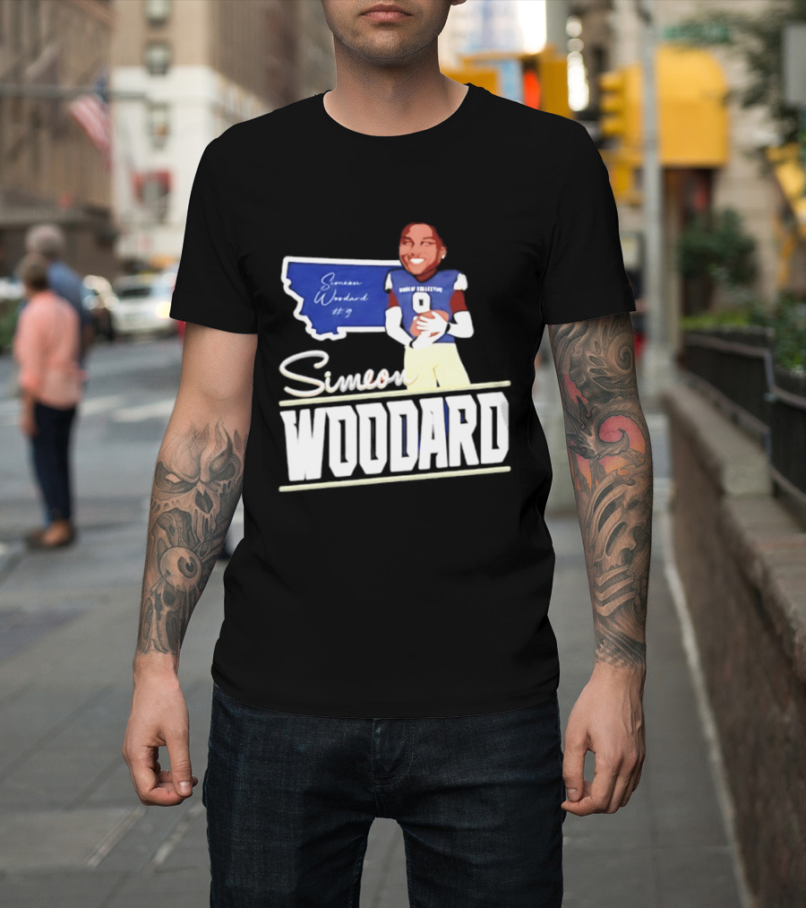 Simeon Woodard 9 Montana State Bobcats Football T-Shirt