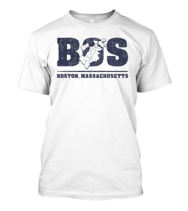 BOS Boston Massachusetts Neighborhoods Map T-Shirt