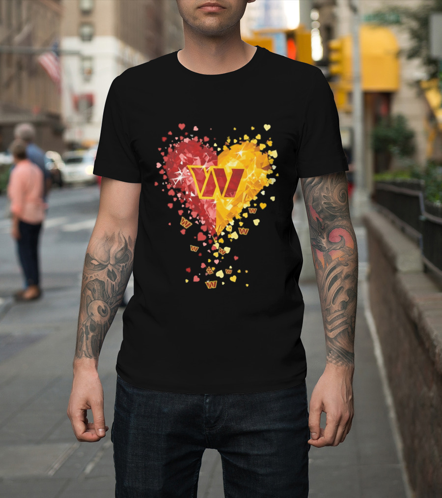 Washington Commanders Heart W Crystalized Chevron Burst T-Shirt