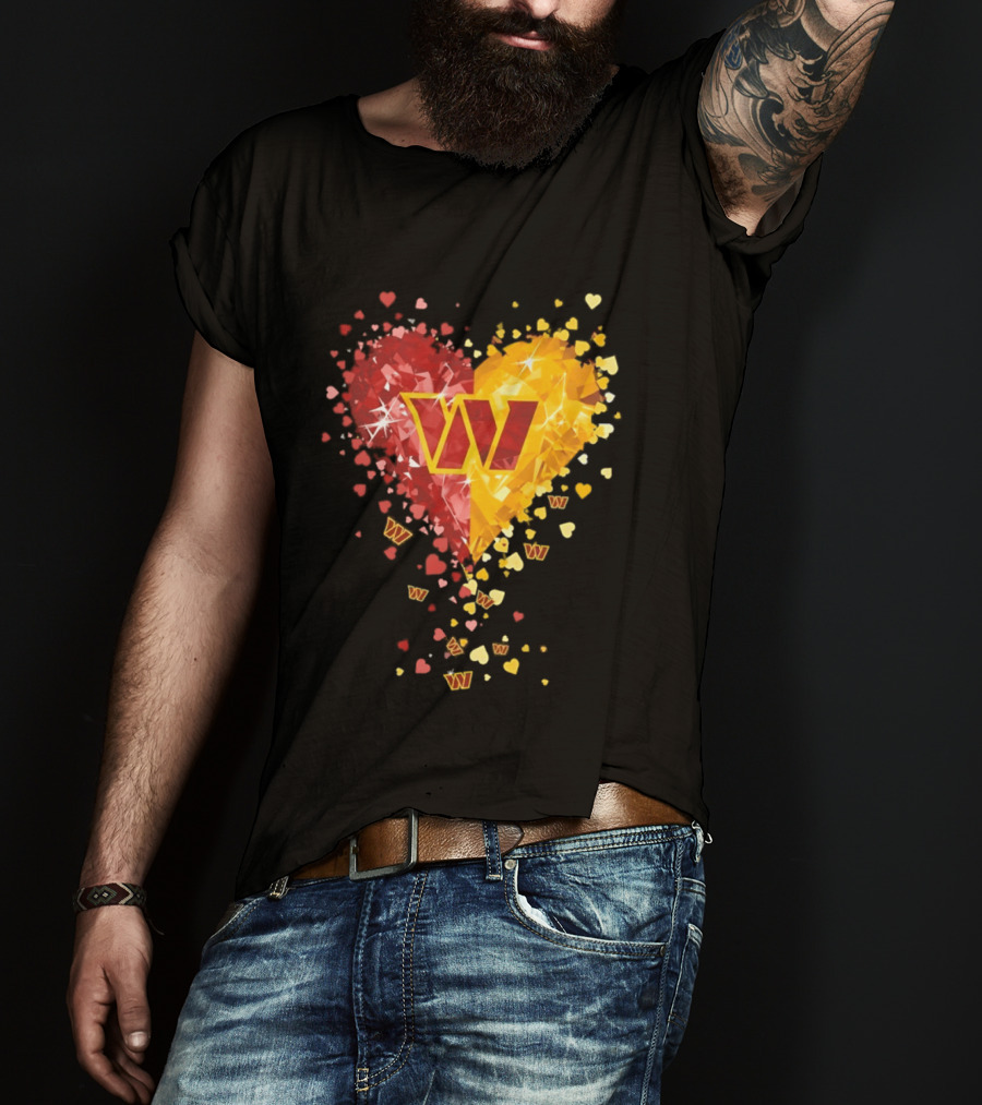 Washington Commanders Heart W Crystalized Chevron Burst T-Shirt