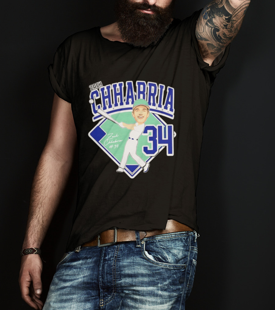 Chhabria 34 Drew University Athletics Baseball Caricature Zach Chhabria T-Shirt