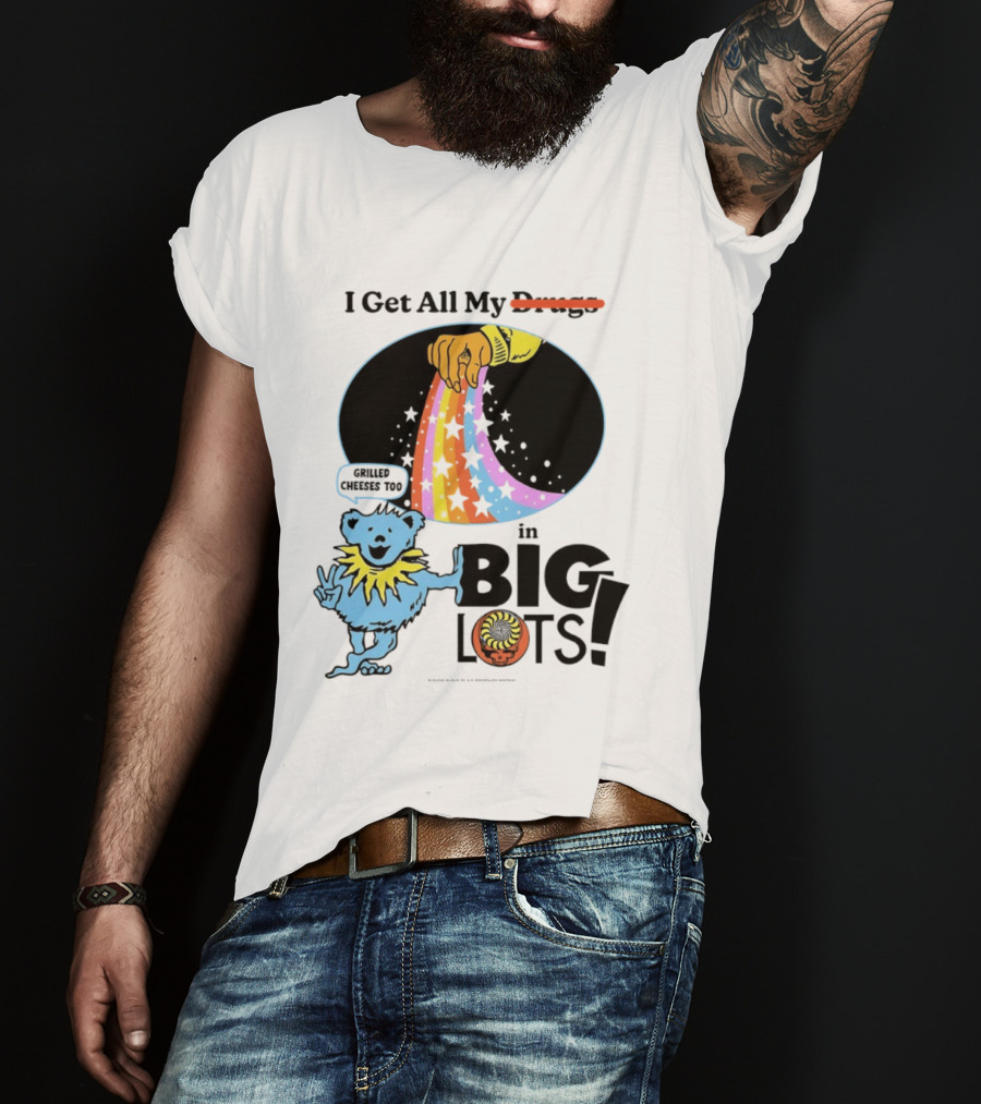 Big Lots Grilled Cheeses Too Grateful Dead Bear Rainbow Stars T-Shirt