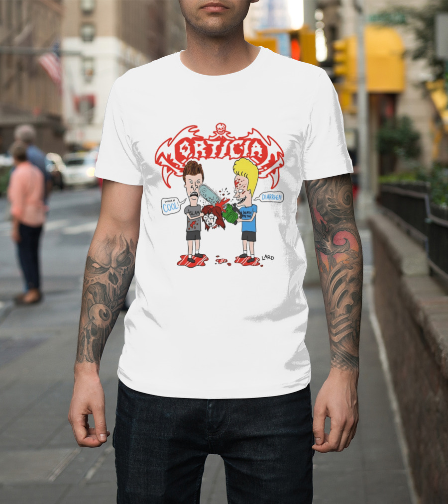 Morticia Beavis And Butt Head Chainsaw Cool Death Metal Slam T-Shirt