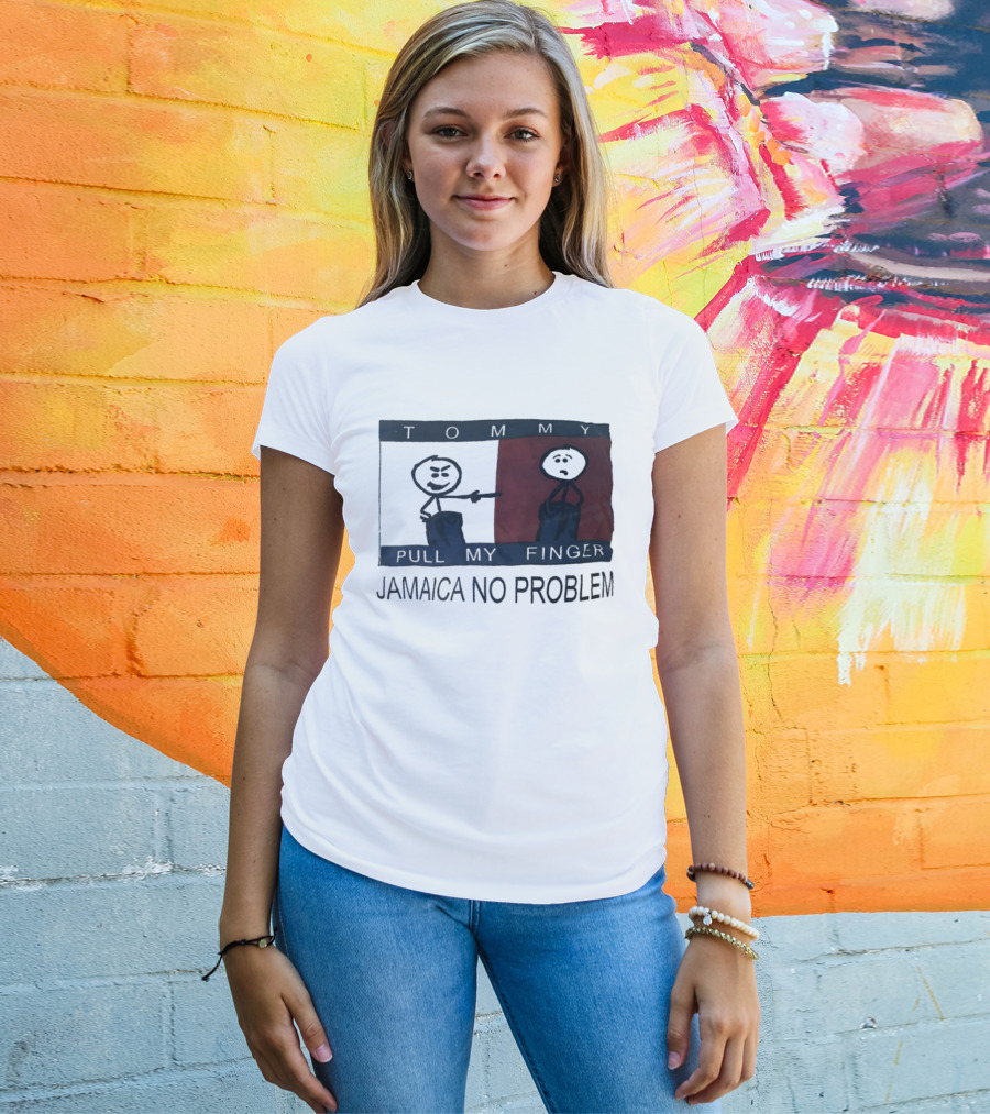 Tommy Pull My Finger Jamaica No Problem Stick Figure Comedy T-Shirt