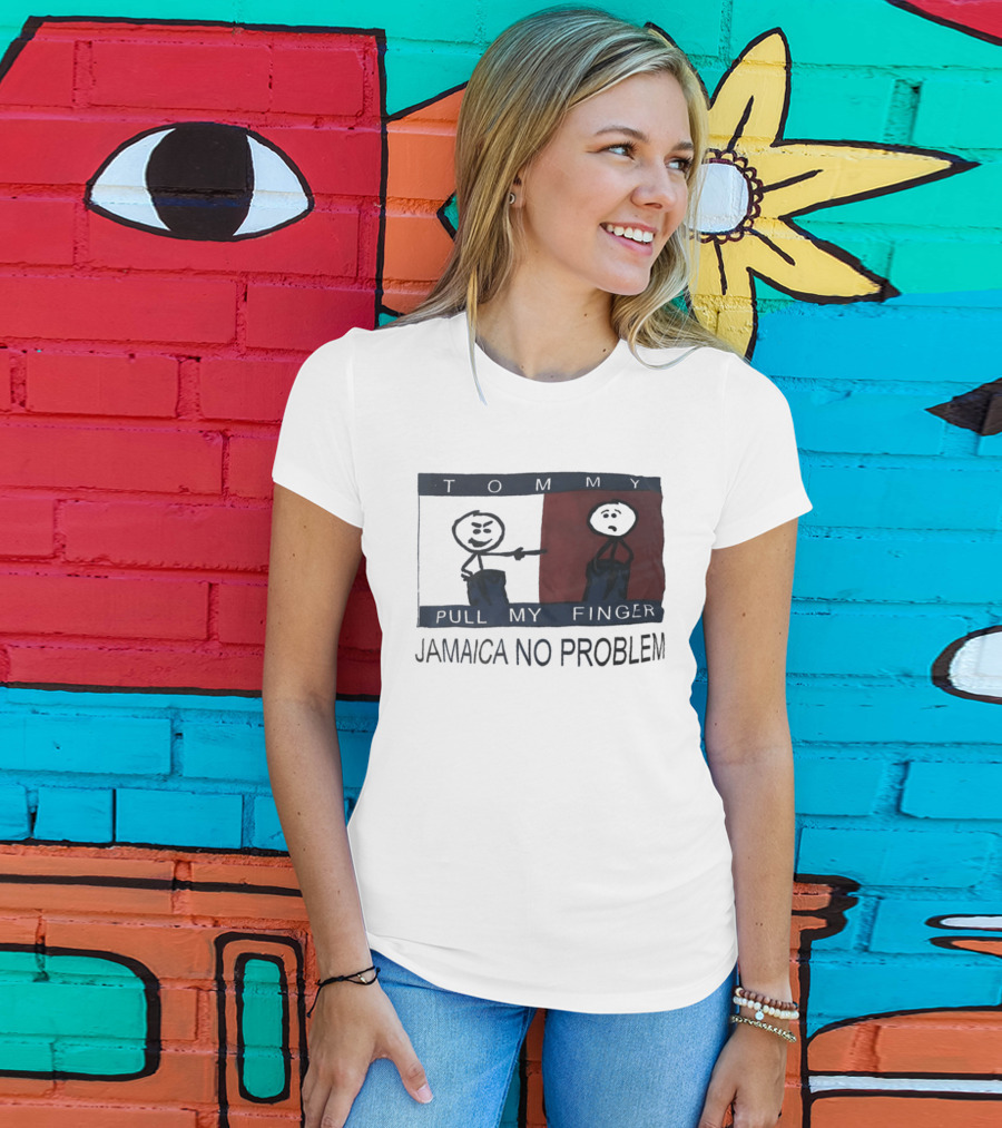 Tommy Pull My Finger Jamaica No Problem Stick Figure Comedy T-Shirt