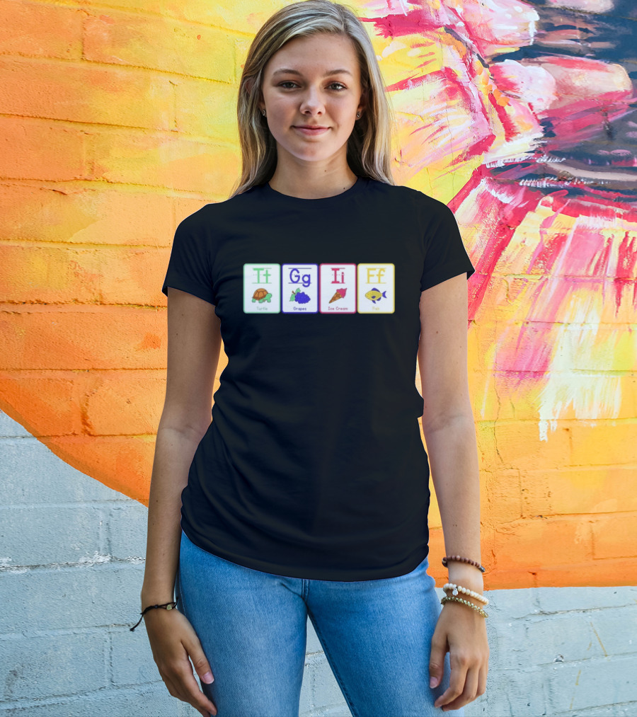 Alphabet Flashcards G I F Turtle Grapes Ice Cream Fish T-Shirt