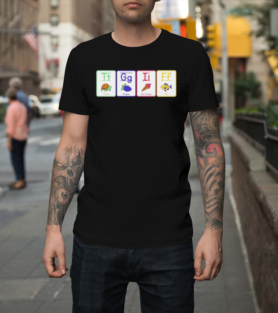 Alphabet Flashcards G I F Turtle Grapes Ice Cream Fish T-Shirt