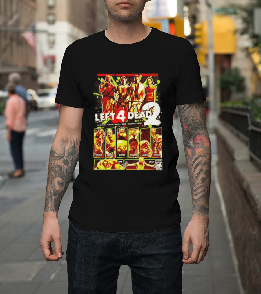 Left 4 Dead 2 Nobody Survives Forever Bill Zoey Francis Louis Hunter Boomer Charger Spitter Tank Witch T-Shirt