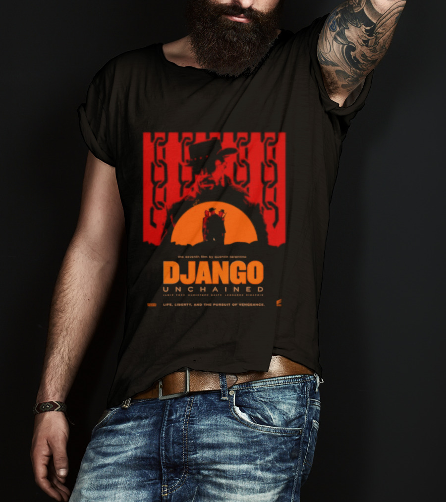 Django Unchained Life Liberty And The Pursuit Of Vengeance Red And Orange T-Shirt