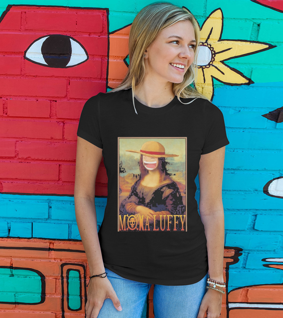 Mona Luffy Anime Mashup Mona Lisa T-Shirt