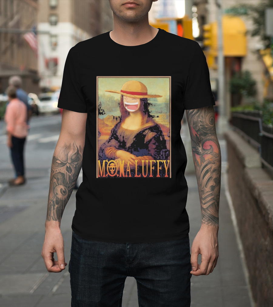 Mona Luffy Anime Mashup Mona Lisa T-Shirt