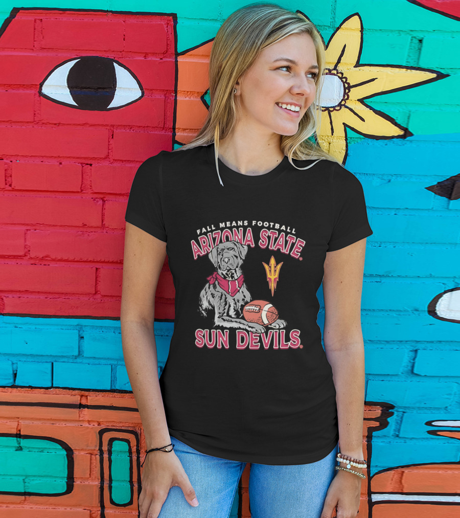 Fall Means Football Arizona State Sun Devils Mascot With Football T-Shirt