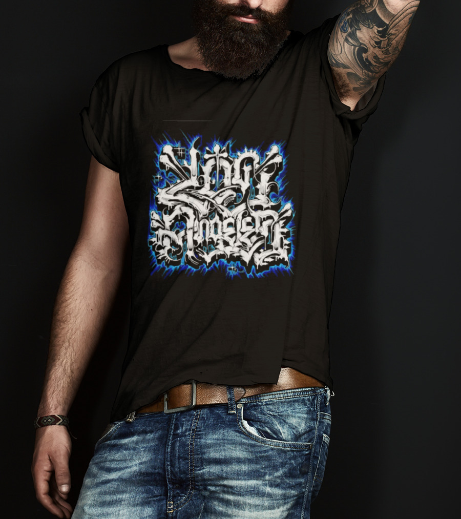 Gangster Streetwear Graffiti Urban White Blue Flame T-Shirt